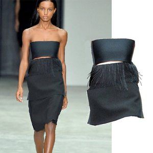 $3K CK COLLECTION Fringe Slit Top/ Mini Dress Boxy